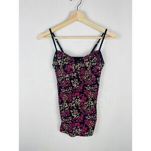 Vintage Y2K Lei Pink Leopard Print Camisole Top Built-in Bra Tank Top Small